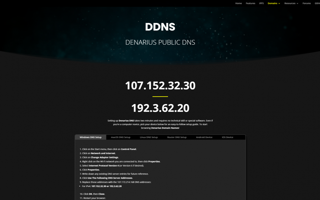 Denarius DNS Servers